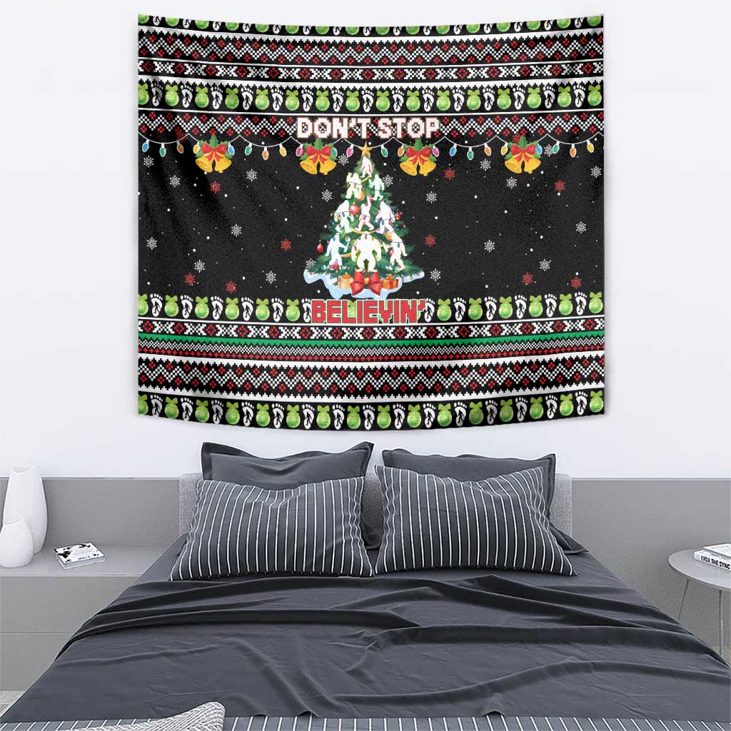 Christmas Unicorn Tapestry with Don't Stop Believin Quote Tree Lights and Festive - Wonder Print Shop
