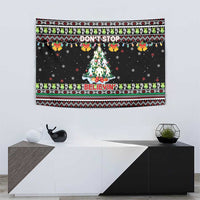 Christmas Unicorn Tapestry with Don't Stop Believin Quote Tree Lights and Festive - Wonder Print Shop