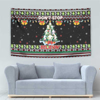 Christmas Unicorn Tapestry with Don't Stop Believin Quote Tree Lights and Festive - Wonder Print Shop
