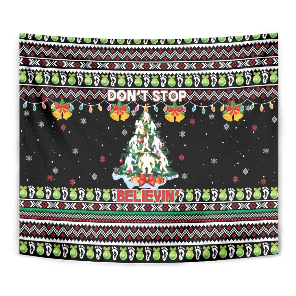 Christmas Unicorn Tapestry with Don't Stop Believin Quote Tree Lights and Festive - Wonder Print Shop