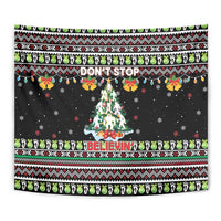 Christmas Unicorn Tapestry with Don't Stop Believin Quote Tree Lights and Festive - Wonder Print Shop