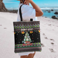 Christmas Unicorn Tote Bag with Don't Stop Believin Quote Tree Lights and Festive - Wonder Print Shop