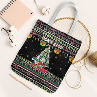 Christmas Unicorn Tote Bag with Don't Stop Believin Quote Tree Lights and Festive - Wonder Print Shop