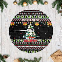 Christmas Unicorn Tree Skirt with Don't Stop Believin Quote Tree Lights and Festive - Wonder Print Shop
