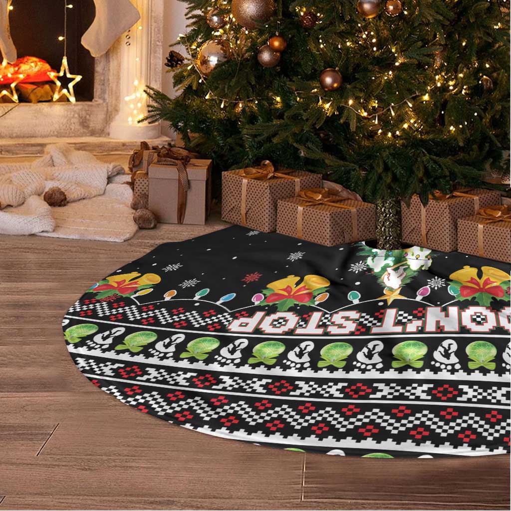 Christmas Unicorn Tree Skirt with Don't Stop Believin Quote Tree Lights and Festive - Wonder Print Shop