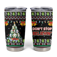 Christmas Unicorn Tumbler Cup with Don't Stop Believin Quote Tree Lights and Festive - Wonder Print Shop