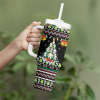 Christmas Unicorn Tumbler With Handle with Don't Stop Believin Quote Tree Lights and Festive - Wonder Print Shop
