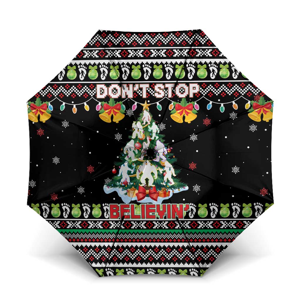 Christmas Unicorn Umbrella with Don't Stop Believin Quote Tree Lights and Festive - Wonder Print Shop
