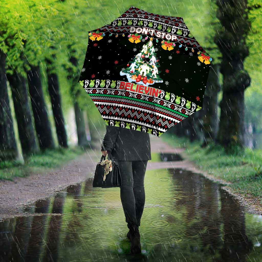 Christmas Unicorn Umbrella with Don't Stop Believin Quote Tree Lights and Festive - Wonder Print Shop
