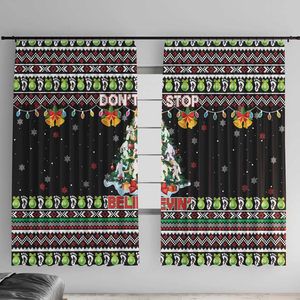 Christmas Unicorn Window Curtain with Don't Stop Believin Quote Tree Lights and Festive - Wonder Print Shop