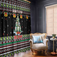 Christmas Unicorn Window Curtain with Don't Stop Believin Quote Tree Lights and Festive - Wonder Print Shop