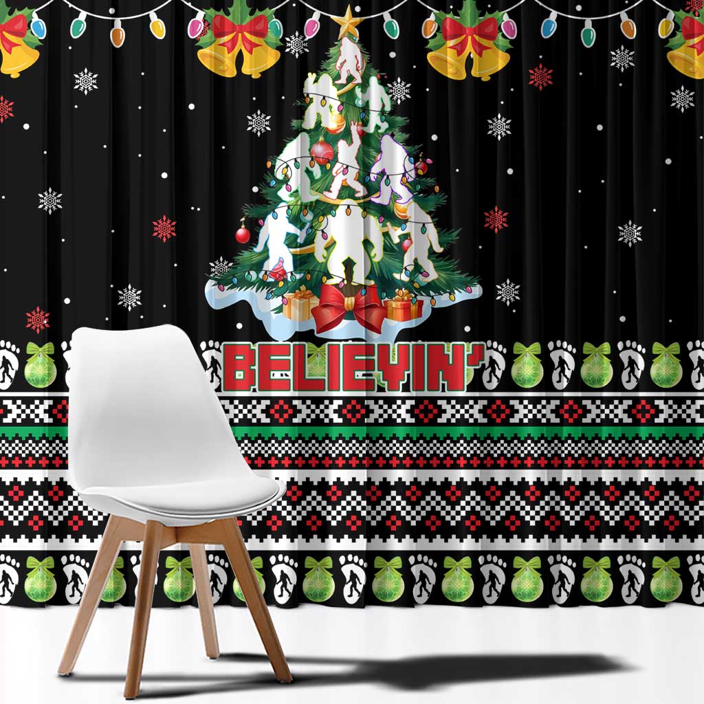 Christmas Unicorn Window Curtain with Don't Stop Believin Quote Tree Lights and Festive - Wonder Print Shop