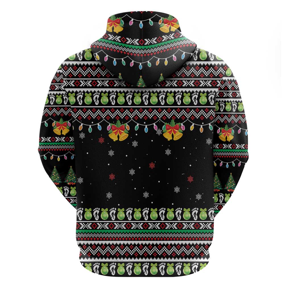 Christmas Unicorn Zip Hoodie with Don't Stop Believin Quote Tree Lights and Festive - Wonder Print Shop