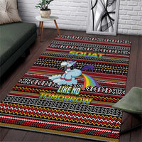 Funny Unicorn Workout Area Rug with Squat Like No Tomorrow Quote and Rainbow Tribal - Wonder Print Shop
