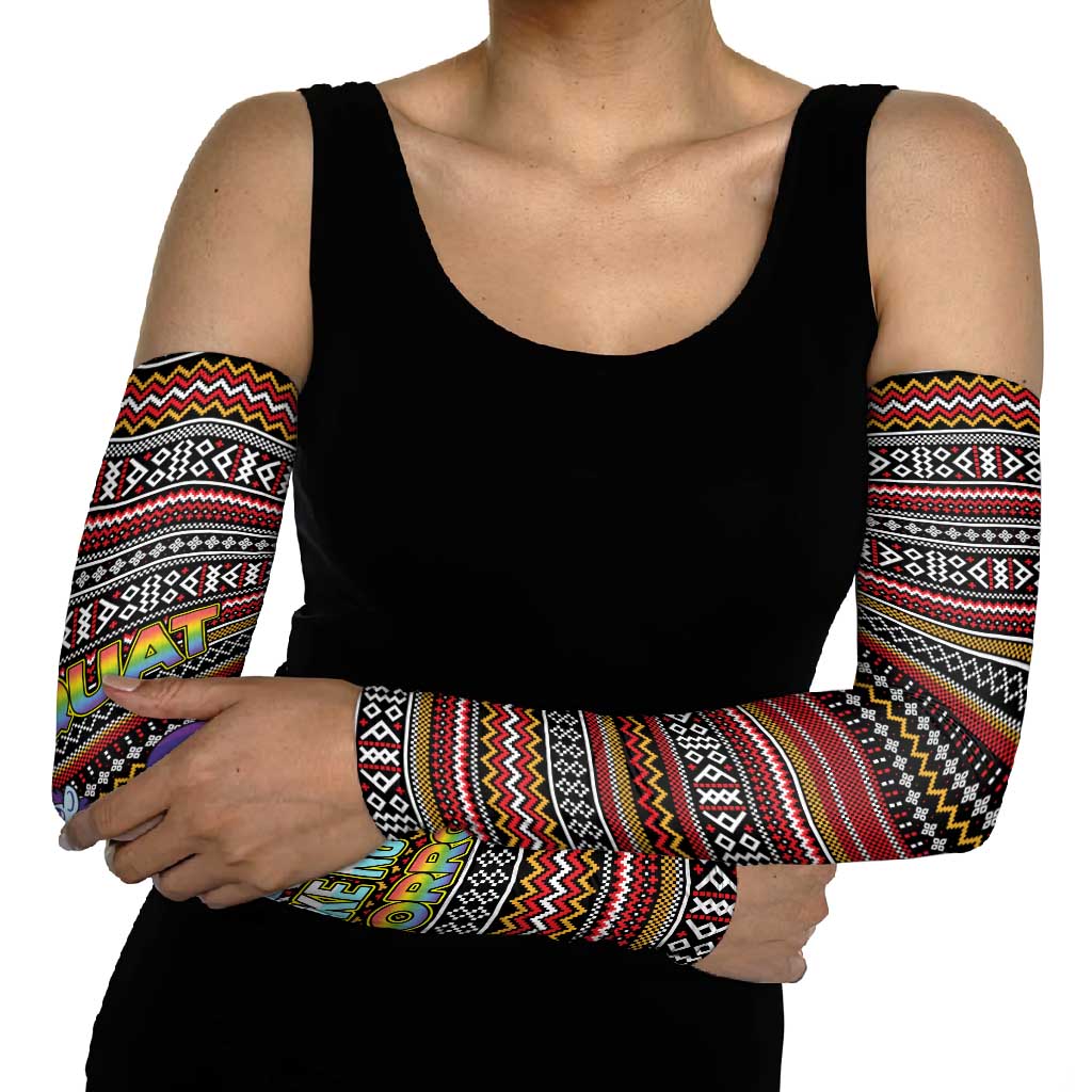 Funny Unicorn Workout Arm Sleeves with Squat Like No Tomorrow Quote and Rainbow Tribal - Wonder Print Shop