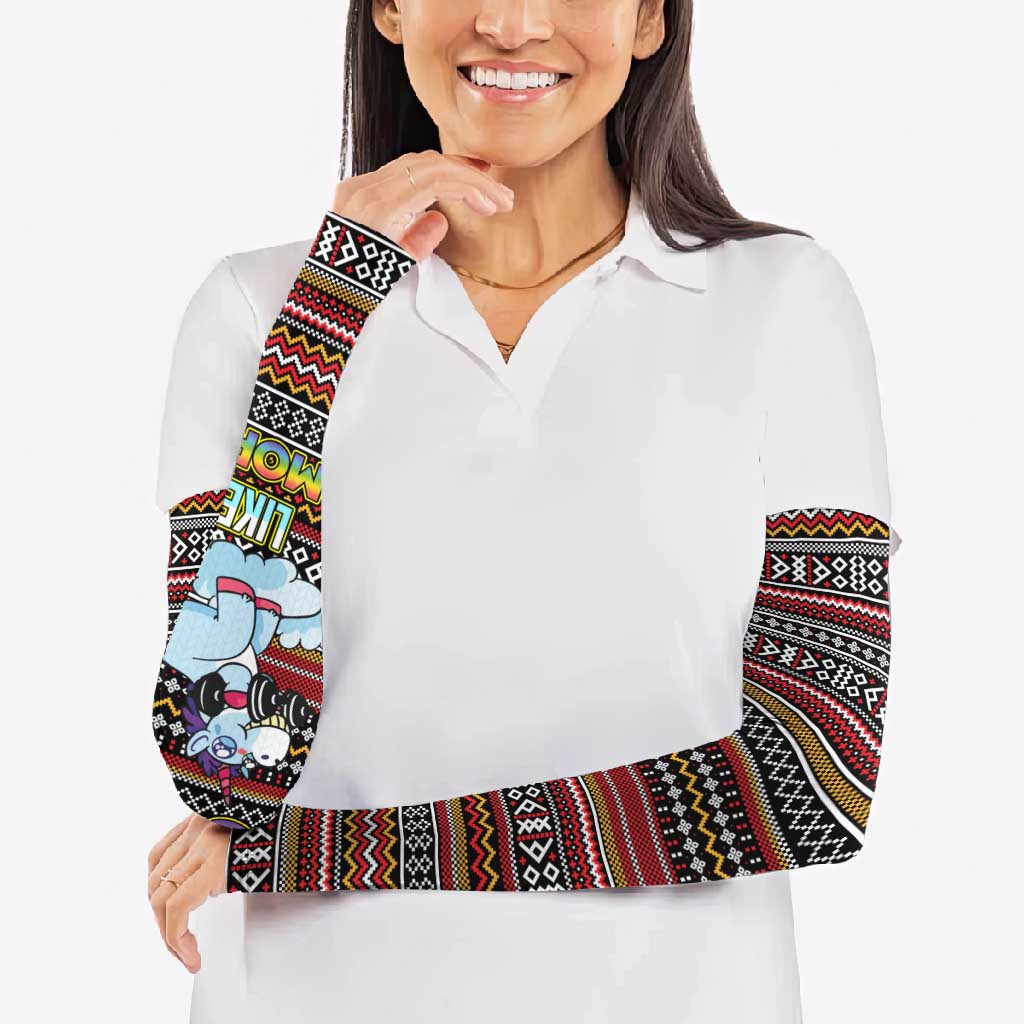 Funny Unicorn Workout Arm Sleeves with Squat Like No Tomorrow Quote and Rainbow Tribal - Wonder Print Shop