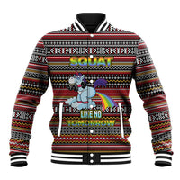 Funny Unicorn Workout Baseball Jacket with Squat Like No Tomorrow Quote and Rainbow Tribal - Wonder Print Shop
