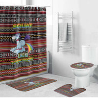 Funny Unicorn Workout Bathroom Set with Squat Like No Tomorrow Quote and Rainbow Tribal - Wonder Print Shop