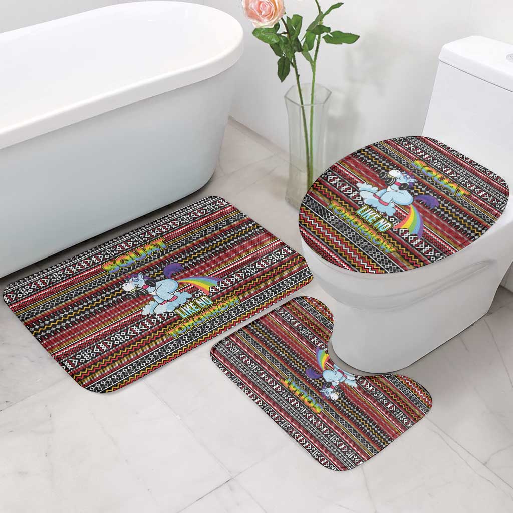 Funny Unicorn Workout Bathroom Set with Squat Like No Tomorrow Quote and Rainbow Tribal - Wonder Print Shop