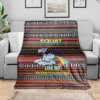 Funny Unicorn Workout Blanket with Squat Like No Tomorrow Quote and Rainbow Tribal - Wonder Print Shop