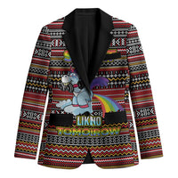 Funny Unicorn Workout Blazer with Squat Like No Tomorrow Quote and Rainbow Tribal - Wonder Print Shop