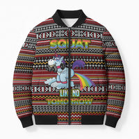 Funny Unicorn Workout Bomber Puffer Jacket with Squat Like No Tomorrow Quote and Rainbow Tribal - Wonder Print Shop