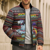 Funny Unicorn Workout Bomber Puffer Jacket with Squat Like No Tomorrow Quote and Rainbow Tribal - Wonder Print Shop