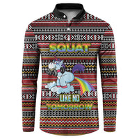 Funny Unicorn Workout Button Sweatshirt with Squat Like No Tomorrow Quote and Rainbow Tribal - Wonder Print Shop