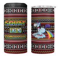 Funny Unicorn Workout 4 in 1 Can Cooler Tumbler with Squat Like No Tomorrow Quote and Rainbow Tribal - Wonder Print Shop