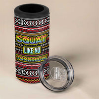 Funny Unicorn Workout 4 in 1 Can Cooler Tumbler with Squat Like No Tomorrow Quote and Rainbow Tribal - Wonder Print Shop