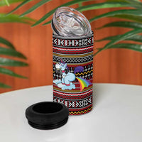 Funny Unicorn Workout 4 in 1 Can Cooler Tumbler with Squat Like No Tomorrow Quote and Rainbow Tribal - Wonder Print Shop