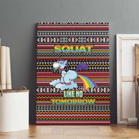 Funny Unicorn Workout Canvas Wall Art with Squat Like No Tomorrow Quote and Rainbow Tribal - Wonder Print Shop