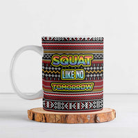 Funny Unicorn Workout Ceramic Mug with Squat Like No Tomorrow Quote and Rainbow Tribal - Wonder Print Shop