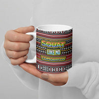 Funny Unicorn Workout Ceramic Mug with Squat Like No Tomorrow Quote and Rainbow Tribal - Wonder Print Shop