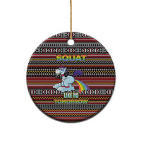 Funny Unicorn Workout Ceramic Ornament with Squat Like No Tomorrow Quote and Rainbow Tribal - Wonder Print Shop