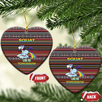 Funny Unicorn Workout Ceramic Ornament with Squat Like No Tomorrow Quote and Rainbow Tribal - Wonder Print Shop