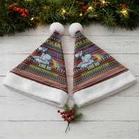 Funny Unicorn Workout Christmas Santa Hat with Squat Like No Tomorrow Quote and Rainbow Tribal - Wonder Print Shop