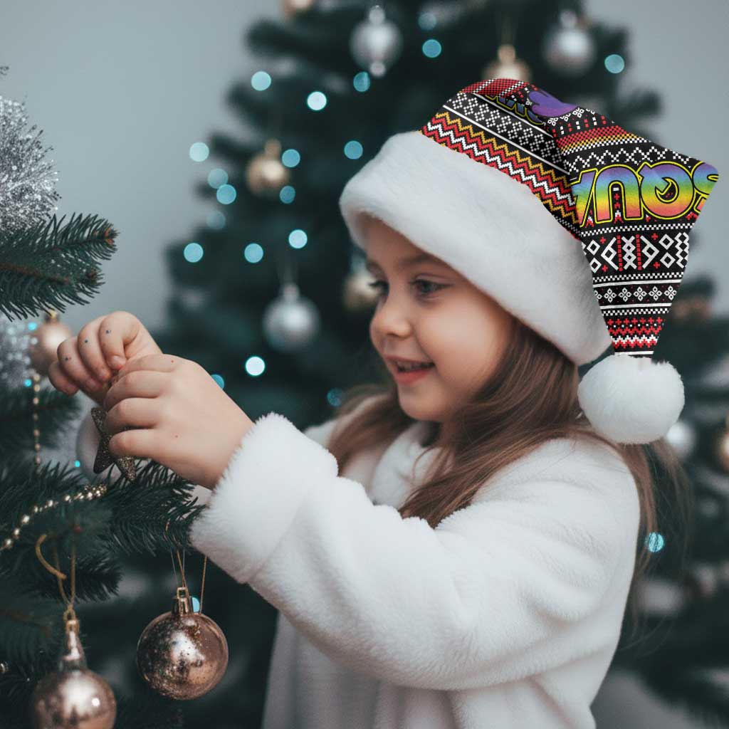Funny Unicorn Workout Christmas Santa Hat with Squat Like No Tomorrow Quote and Rainbow Tribal - Wonder Print Shop