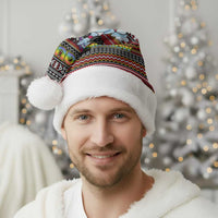 Funny Unicorn Workout Christmas Santa Hat with Squat Like No Tomorrow Quote and Rainbow Tribal - Wonder Print Shop