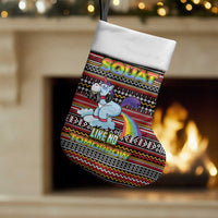 Funny Unicorn Workout Christmas Stocking with Squat Like No Tomorrow Quote and Rainbow Tribal - Wonder Print Shop