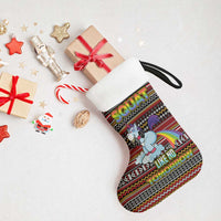 Funny Unicorn Workout Christmas Stocking with Squat Like No Tomorrow Quote and Rainbow Tribal - Wonder Print Shop