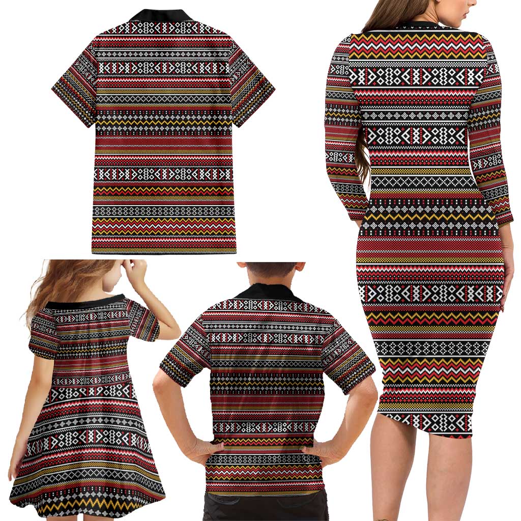 Funny Unicorn Workout Family Matching Long Sleeve Bodycon Dress and Hawaiian Shirt with Squat Like No Tomorrow Quote and Rainbow Tribal - Wonder Print Shop