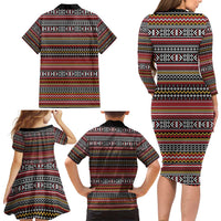 Funny Unicorn Workout Family Matching Long Sleeve Bodycon Dress and Hawaiian Shirt with Squat Like No Tomorrow Quote and Rainbow Tribal - Wonder Print Shop