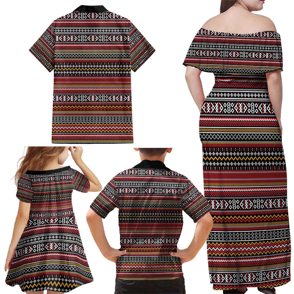 Funny Unicorn Workout Family Matching Off Shoulder Maxi Dress and Hawaiian Shirt with Squat Like No Tomorrow Quote and Rainbow Tribal - Wonder Print Shop