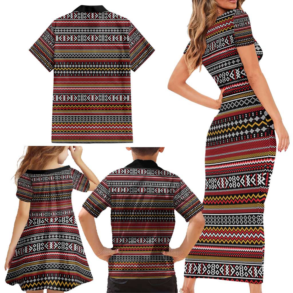 Funny Unicorn Workout Family Matching Short Sleeve Bodycon Dress and Hawaiian Shirt with Squat Like No Tomorrow Quote and Rainbow Tribal - Wonder Print Shop