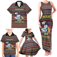 Funny Unicorn Workout Family Matching Tank Maxi Dress and Hawaiian Shirt with Squat Like No Tomorrow Quote and Rainbow Tribal - Wonder Print Shop
