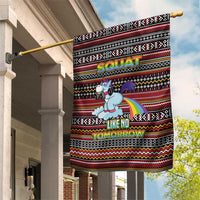 Funny Unicorn Workout Garden Flag with Squat Like No Tomorrow Quote and Rainbow Tribal - Wonder Print Shop