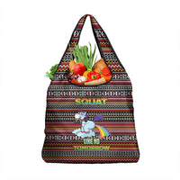 Funny Unicorn Workout Grocery Bag with Squat Like No Tomorrow Quote and Rainbow Tribal - Wonder Print Shop