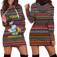 Funny Unicorn Workout Hoodie Dress with Squat Like No Tomorrow Quote and Rainbow Tribal - Wonder Print Shop