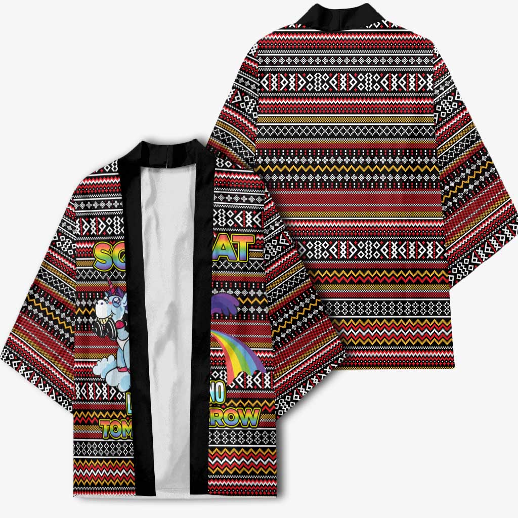 Funny Unicorn Workout Kimono with Squat Like No Tomorrow Quote and Rainbow Tribal - Wonder Print Shop